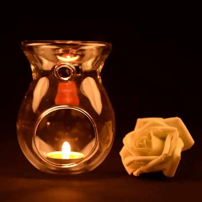 Bougie en verre de décoration nordique pour la maison, résistante à la chaleur, four à huile, brûleur d'arôme, chandelier, Vase, décoration de mariage romantique