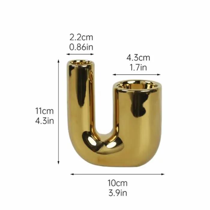 Porte-bougie en céramique en forme de U moderne, support de bougie romantique en argent électroplaqué, bougeoir de luxe léger pour salon