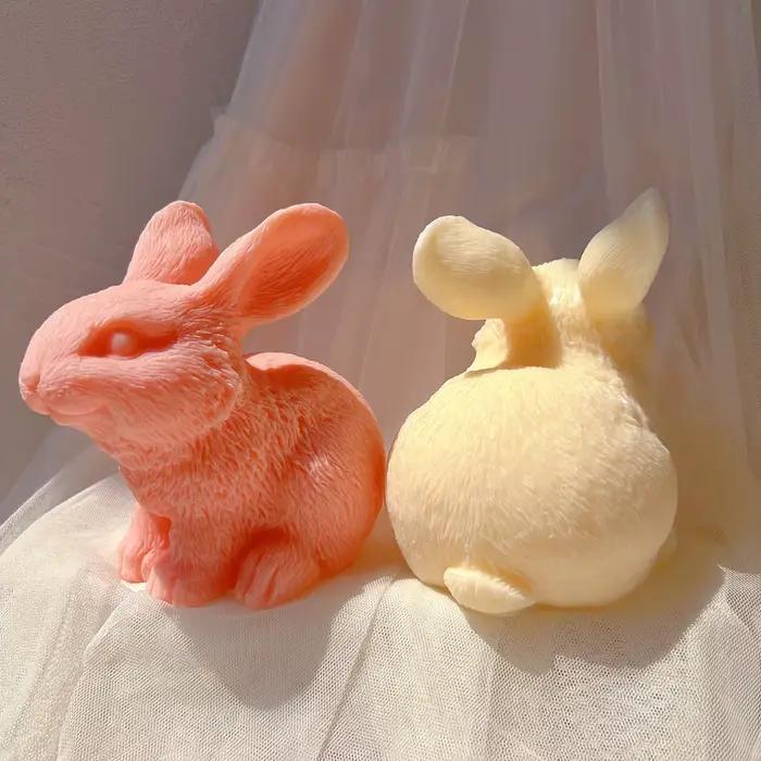 Moules à bougies en forme de lapin mignon, en Silicone, esthétique, décoration de maison, moule à cire d'animal Funky, cadeau Unique de pâques