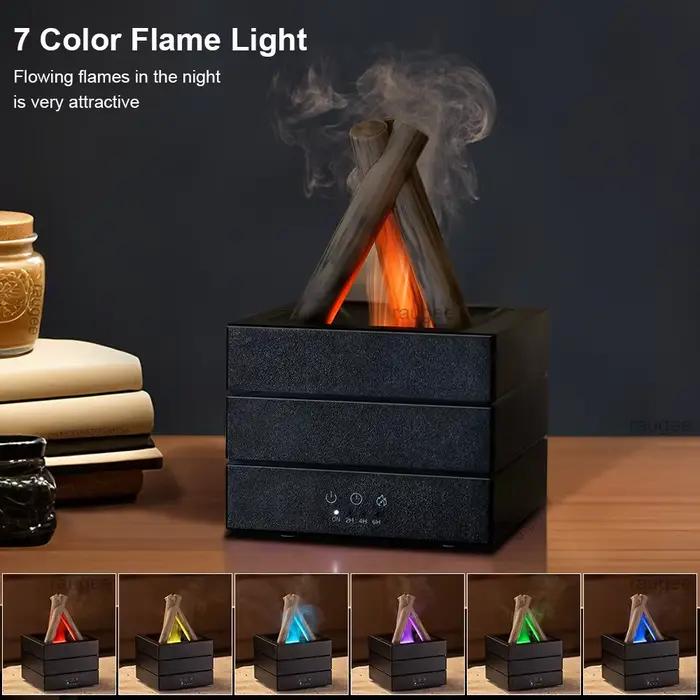 Humidificateur de flamme diffuseur de parfum humidificateur d'arôme diffuseur d'huile essentielle d'aromathérapie avec veilleuse et télécommande