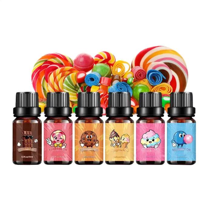 6 pièces/ensemble d'huiles parfumées aux senteurs de bonbons sucrés, combinant guimauve, chewing-gum, chocolat, senteurs de desserts, aromathérapie, huile essentielle