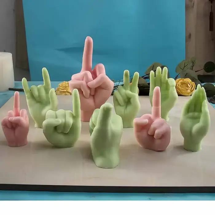 Moule à bougie en Silicone avec les doigts, pour bricolage, créatif, aromathérapie, pour gâteau, ornement, fournitures de fabrication de bougies
