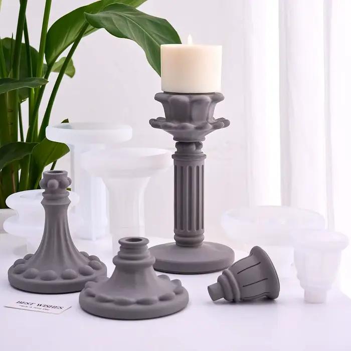 Bougeoir de Style européen, moule en Silicone, bricolage, ornements de dîner, artisanat, fabrication de bougies en résine de plâtre, moules de moulage de Base